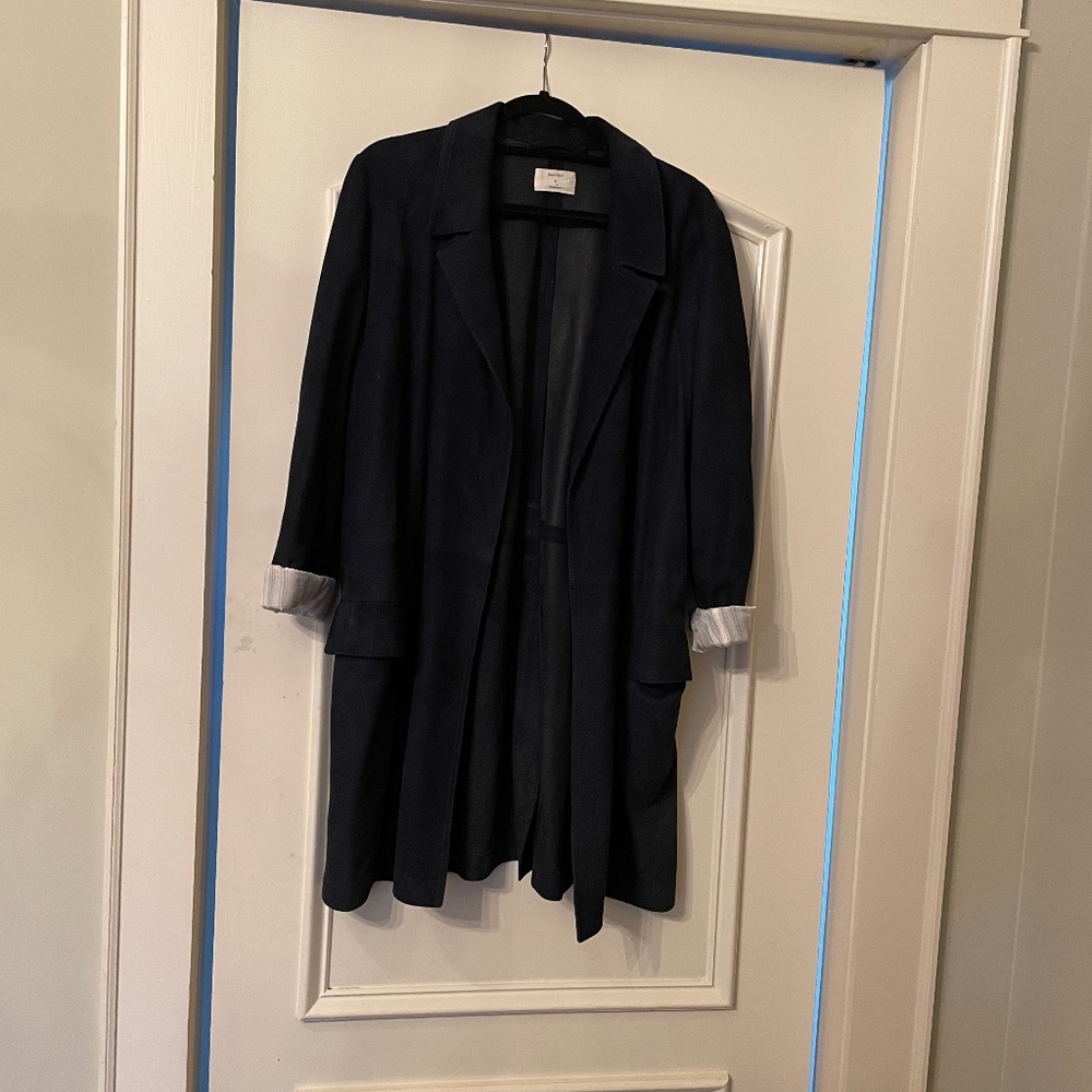 Billy Reid Suede Trench Coat Navy Size Small